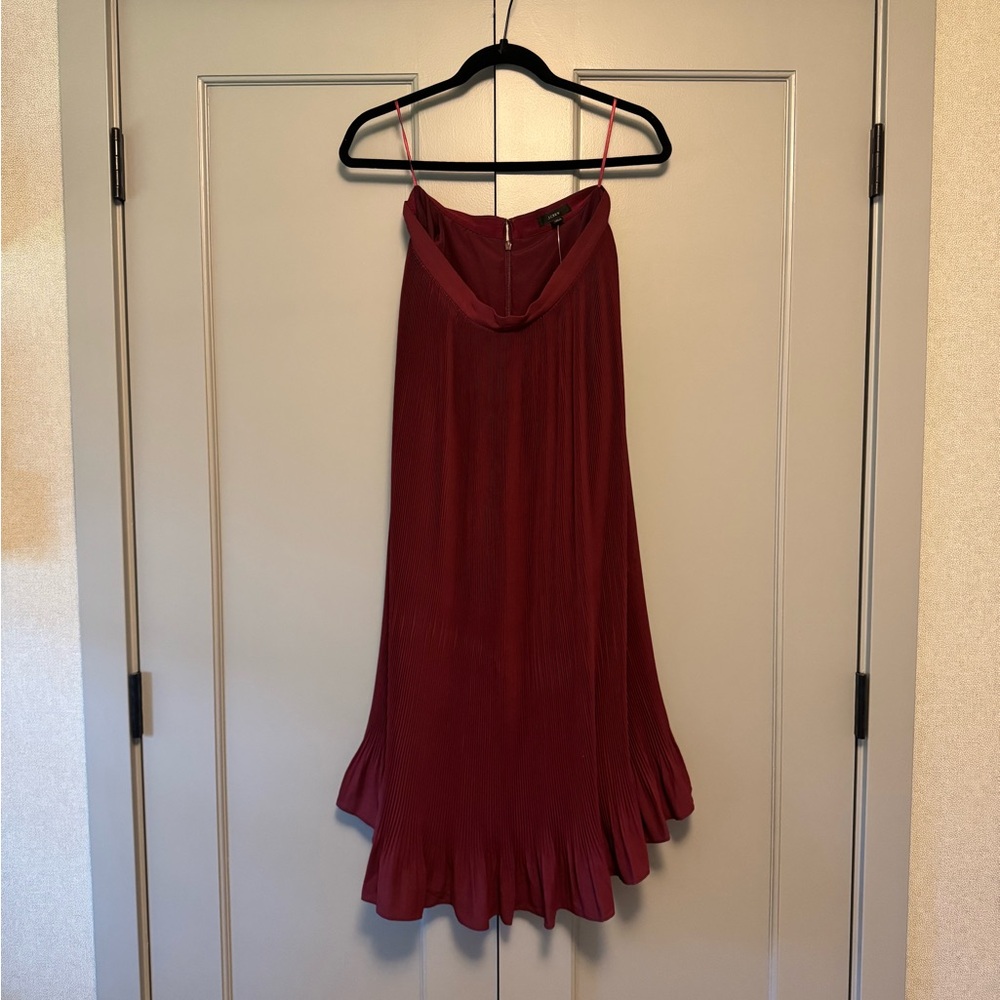 NWT J.Crew Burgundy Pleated Midi Skirt - sz 8